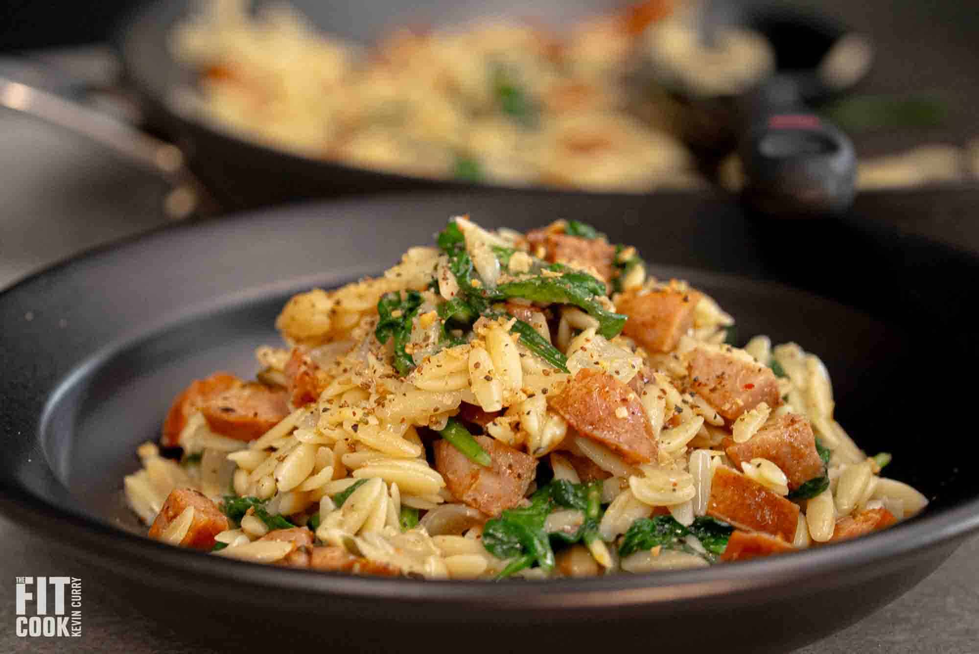 Quick & Healthy One Pan Chicken Sausage Orzo: Easy Swaps