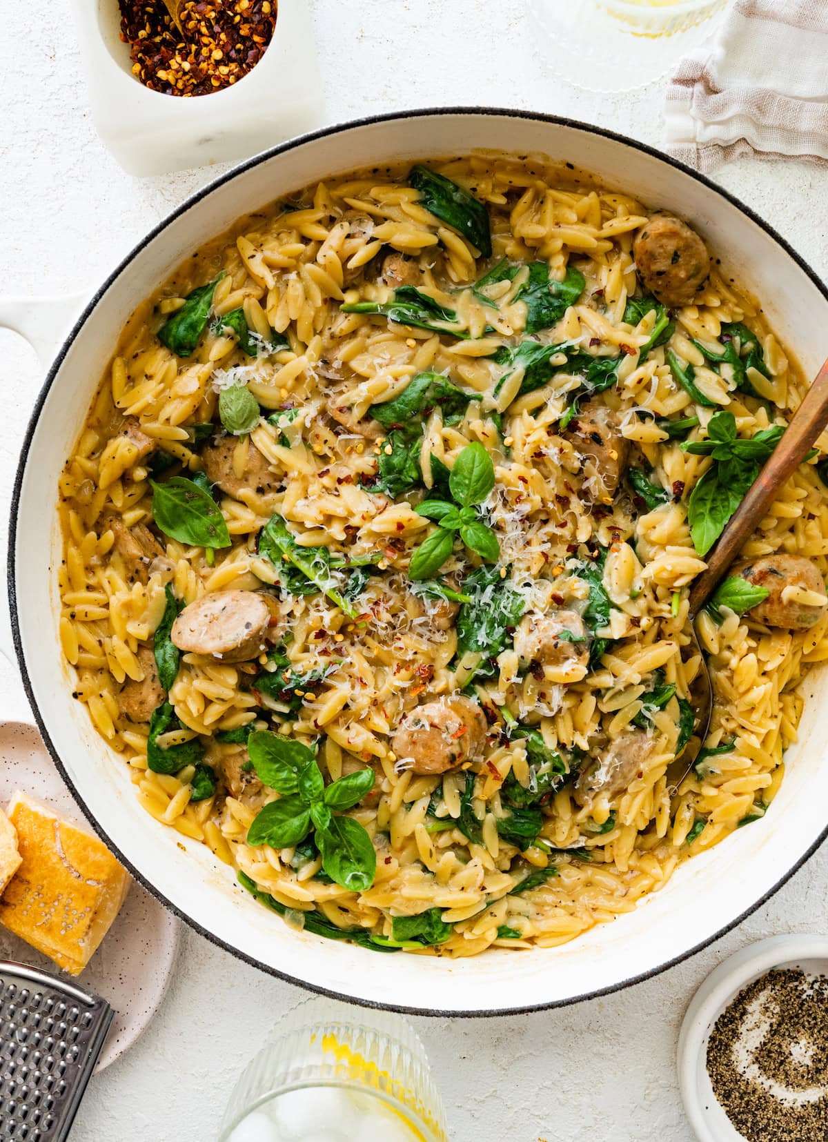 Viral One Pan Creamy Chicken Sausage Orzo: Quick & Easy